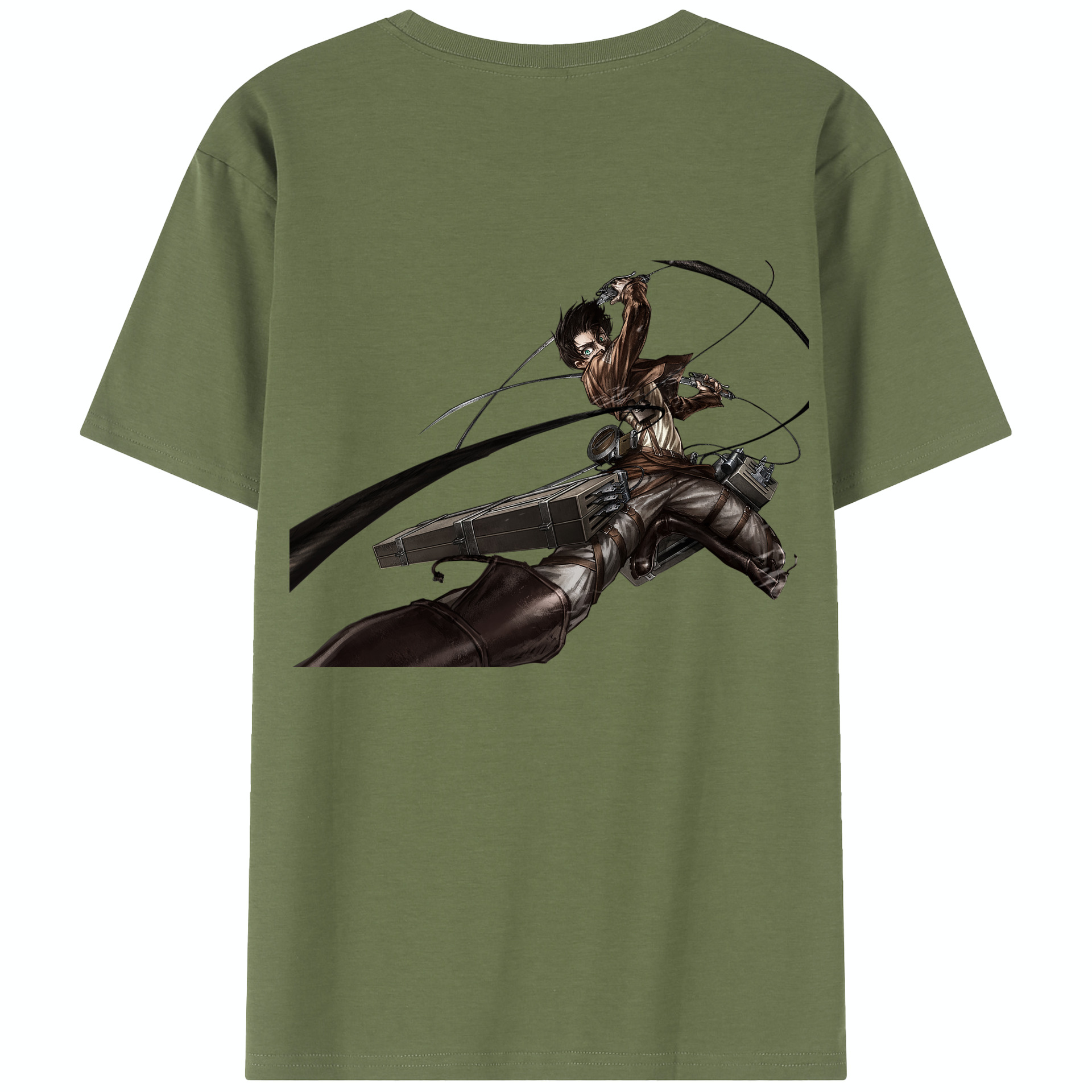 （画像用） 進撃の巨人 エレン･イェーガー Attack on Titan Eren Jäger 綿100％半袖Tシャツ（背面プリント）